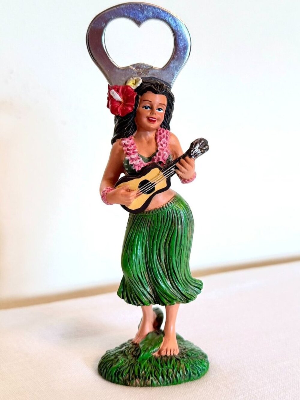 KC Hawaii Hula Girl Ukulele Bottle Opener Hawaiian Music Barware 6in